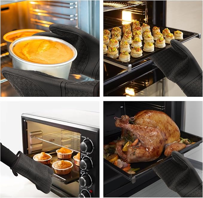 Hovico Silicone Oven Mitts, Heat Resistant 500F Kitchen Mitts 2PCS, 11.6" - Image 7