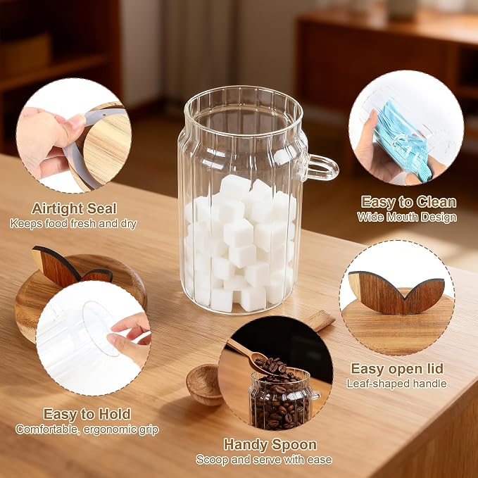 holoith 2 Pack Sugar Bowl Sugar Container 27oz Glass Jars - Image 4
