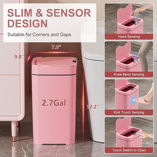Vanpopubs 2 Pack 2.7 Gal Bathroom Trash Can - Image 3