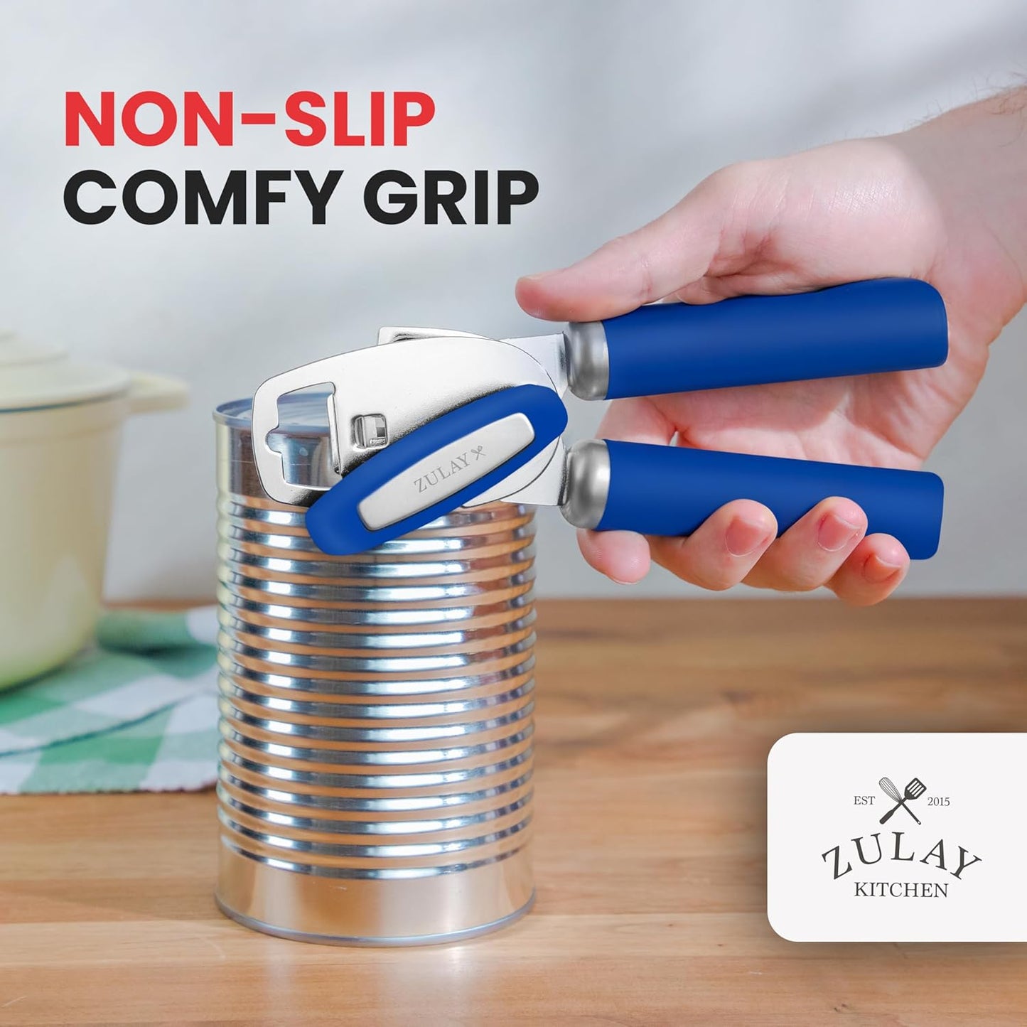 Zulay Kitchen Manual Can Opener with Bottle Opener with Turn Knob