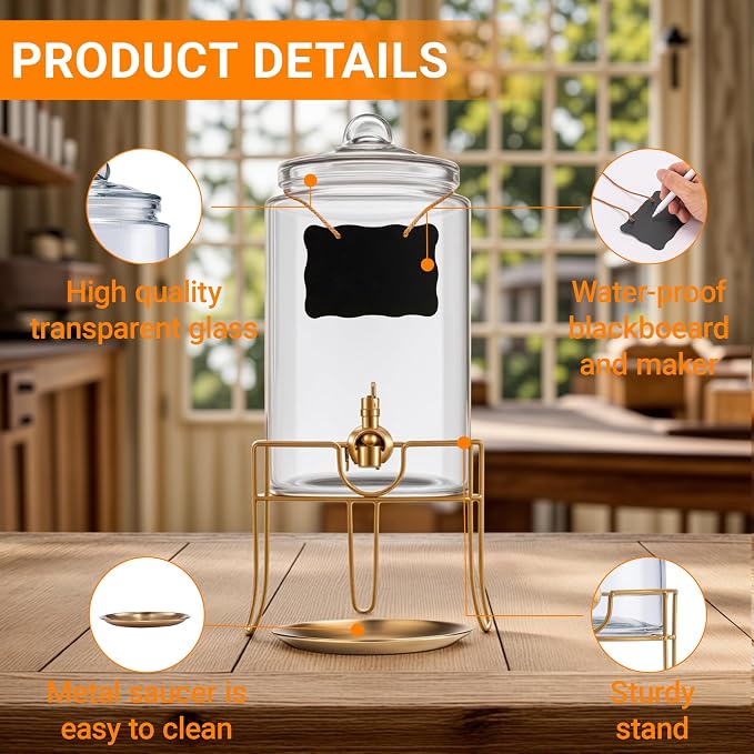 1 Pack1 Gallon Glass Drink Dispensers - Image 5