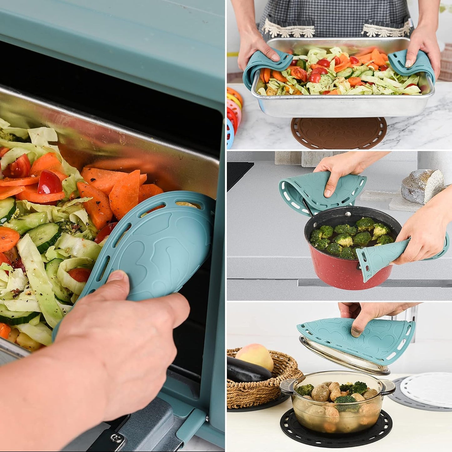 Smithcraft Silicone Trivets - Big Round Silicone Pot Holders and Trivets for Hot Dishes and Pots, Hot Mats for Countertops and Tables, Spoon Rest Set of 3 (Beige)