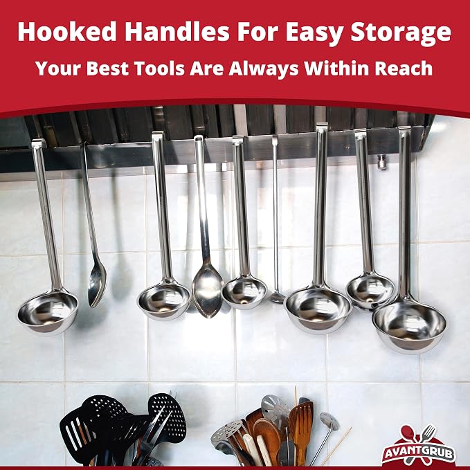 Super Sturdy, Ergonomic 2 Oz. Soup Ladle 5 Pk. Stainless Steel Ladles - Image 7