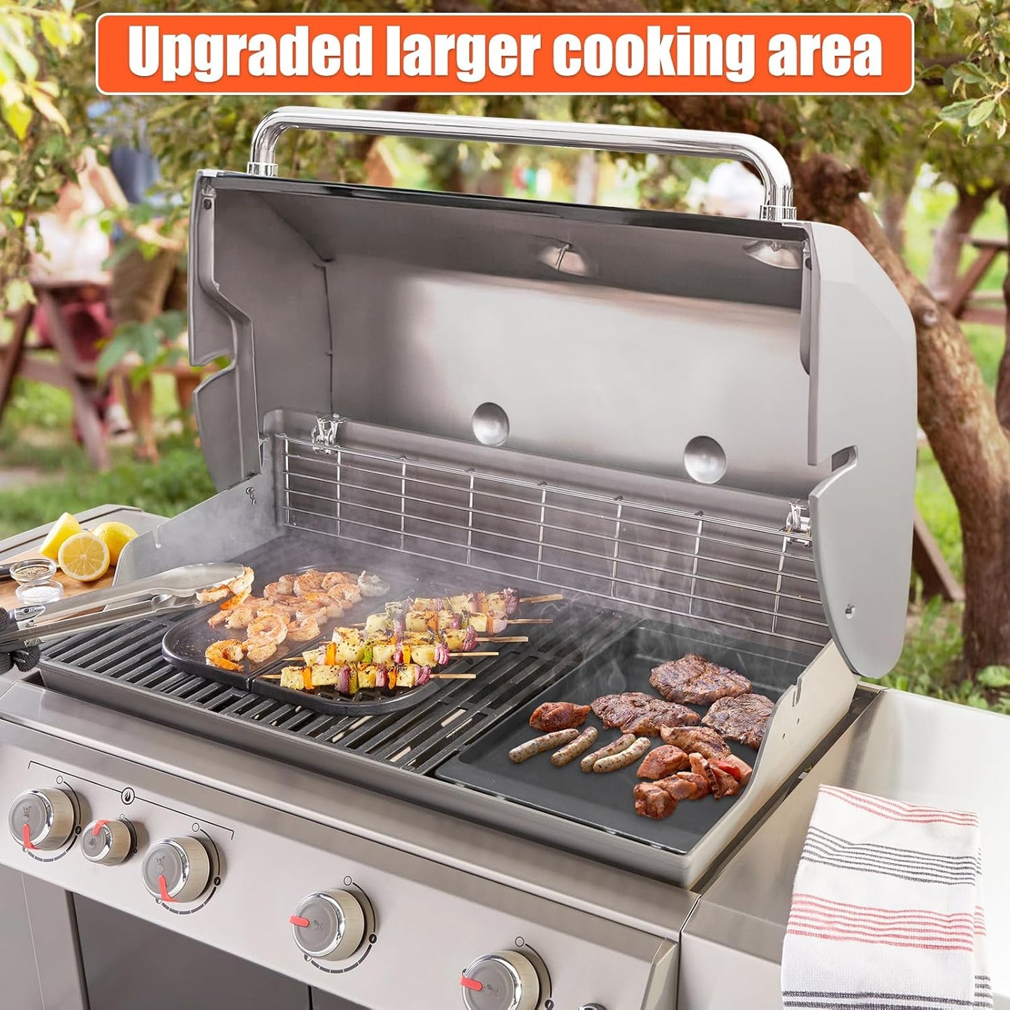 Grill Griddle for Weber GS4 Genesis 2 E-410/E-415/E-425/E-435, Flat Top Grill Griddle Insert for Genesis II LX 400 Series Gas Grills, Grill Part For Weber Genesis II LX 440, 1 Pack Cast Iron