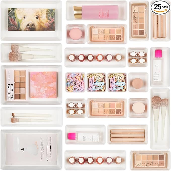 Vtopmart 25 PCS Plastic Drawer Organizers Set, 4-Size Versatile Bathroom and by Vtopmart