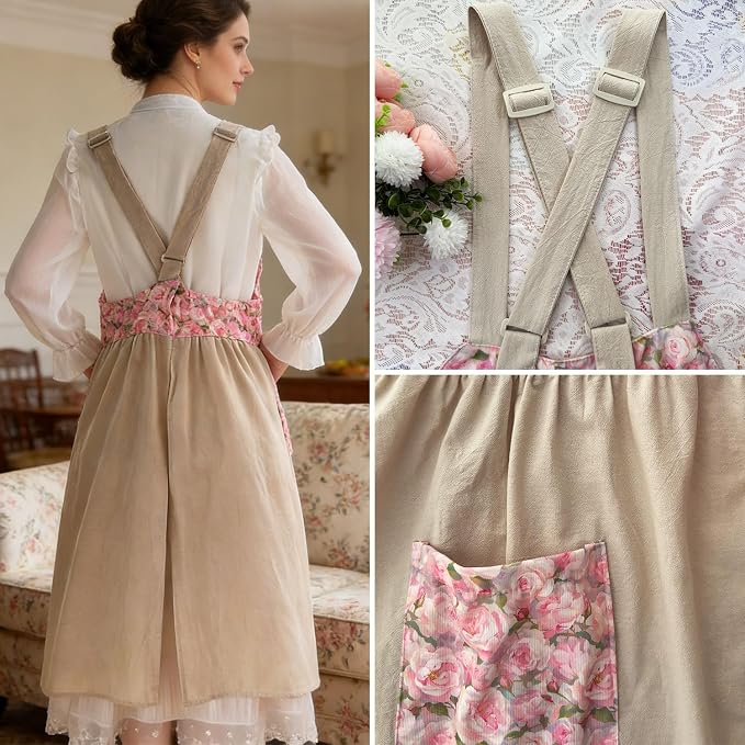 Uaussi Cotton Linen Apron Cross Back Work Apron - Image 3