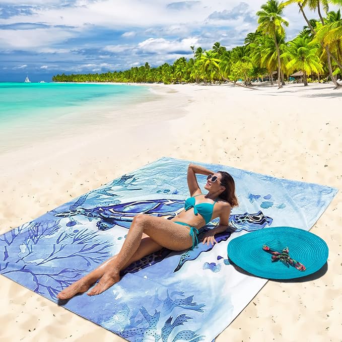 HIHOHO Beach Blanket Waterproof Sandproof Extra Large Beach Mat 79" X - Image 5