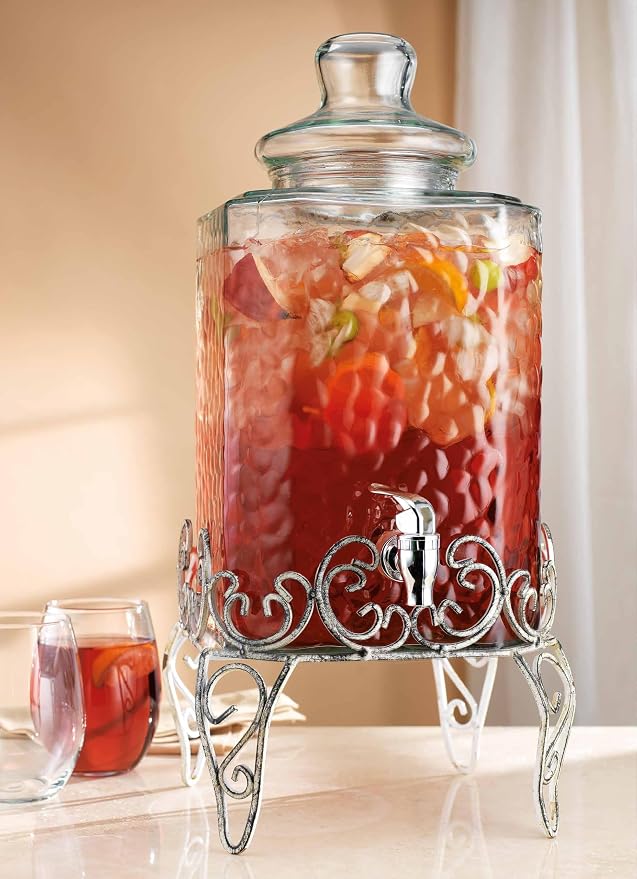MosJos 2.5 Gallon Classic Hammered Glass Beverage Dispenser - Image 7