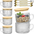 LANDNEOO 6 Pack 14oz Vintage Glass Coffee Mugs by MakeLifeBetterEasier