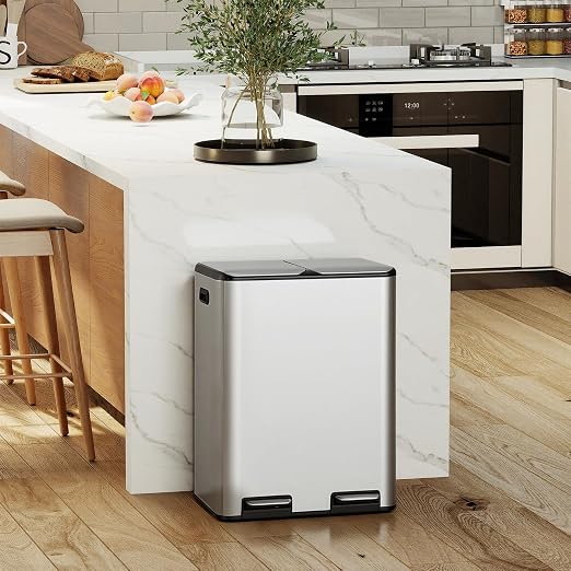 PayLessHere Trash Can, 16 Gallon 60 Liter Rectangular Trash Cans Stainless - Image 2