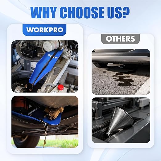 WORKPRO Flexible Oil Funnel for Automotive Use, Foldable Oil Drain Tool for - Image 6