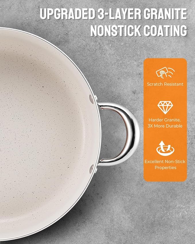 BEZIA Large 10 Quart Nonstick Cooking Pot - Image 4