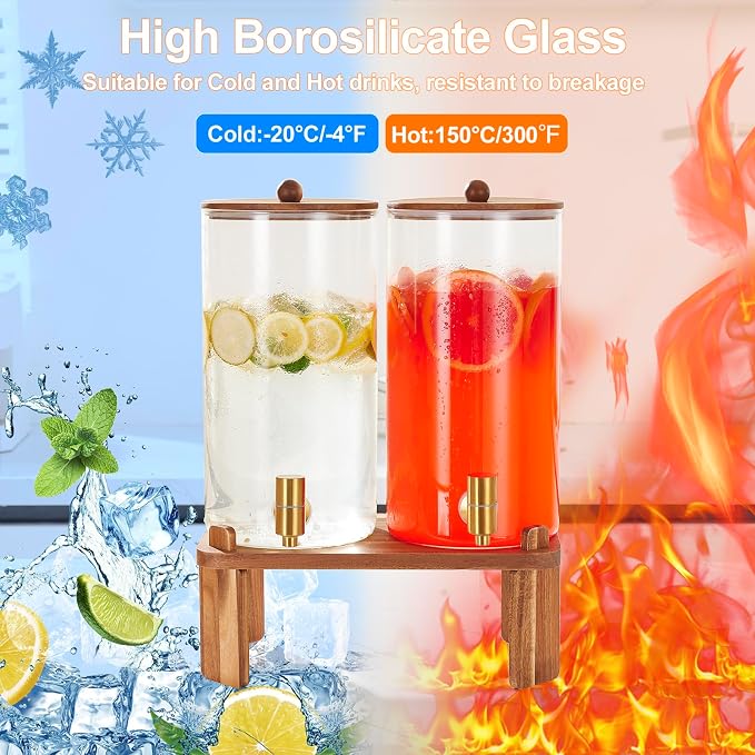 2 PCS 1.5 Gallon Drink dispenser, Glass Beverage Dispenser - Image 5