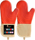 Silicone Oven Mitts-13.6 in Extended Oven Mitts Heat Resistant 500F, Oven Gloves by Tayfeim