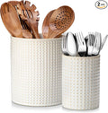 MALACASA LYDIA Ceramic Utensil Holders, 7.3"+5.5" Kitchen Utensil Crock Set by MALACASA