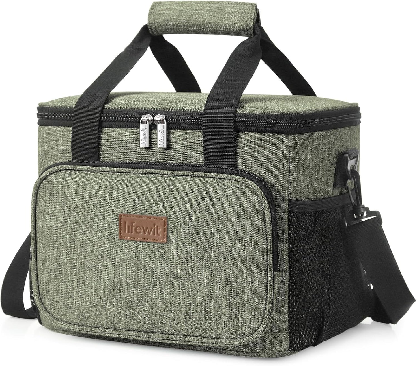 Lifewit Large Lunch Bag Insulated Lunch Box Soft Cooler Cooling Tote for Adult Men Women, Dark Green 24-Can (15L)