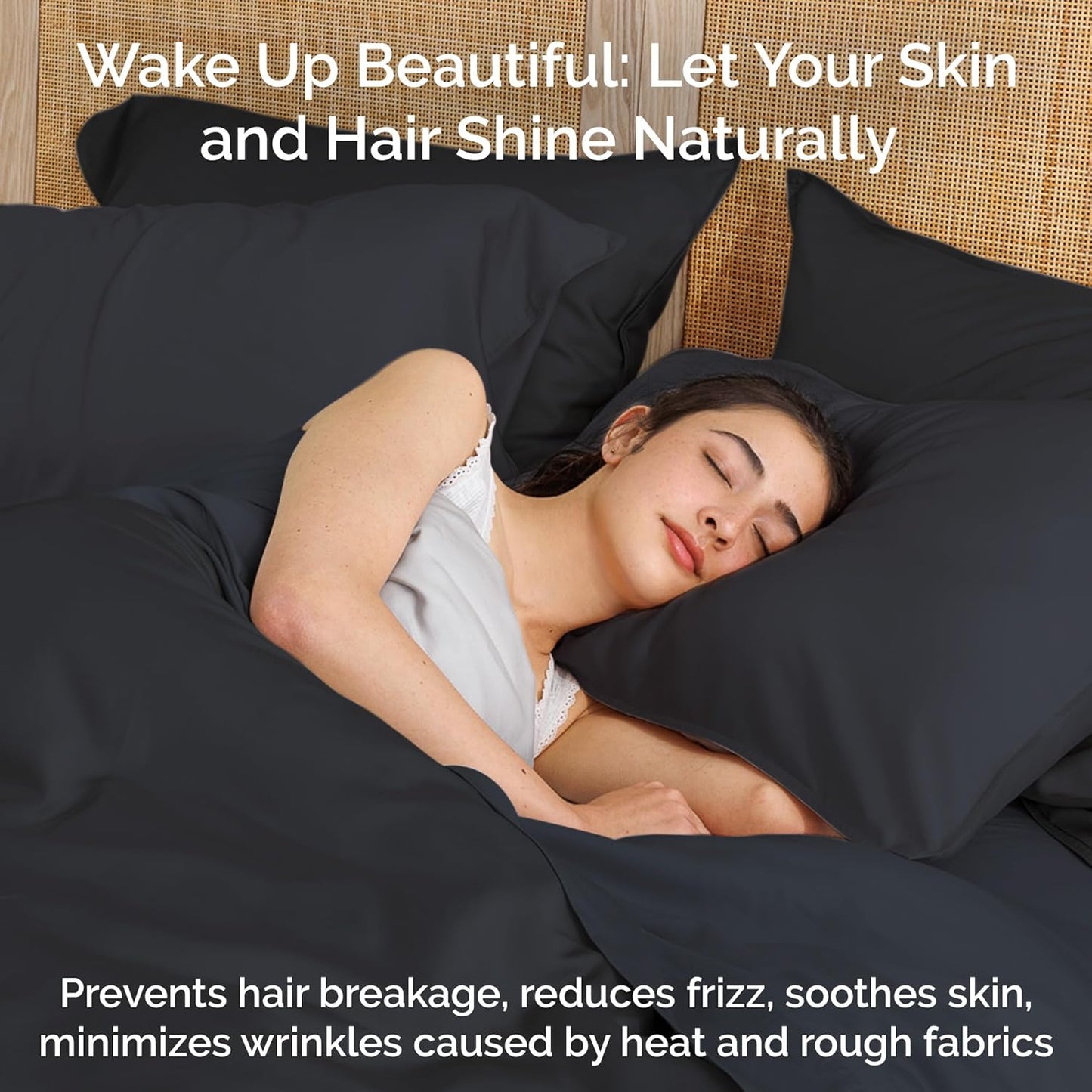 100% Viscose from Bamboo Sheets Queen Size, Super Soft Bedding Set, 4PC Cooling Sheets for Hot Sleepers, Vegan Silk Moisture Wicking, Organically Grown Bedsheet - Charcoal - 60" x 80"