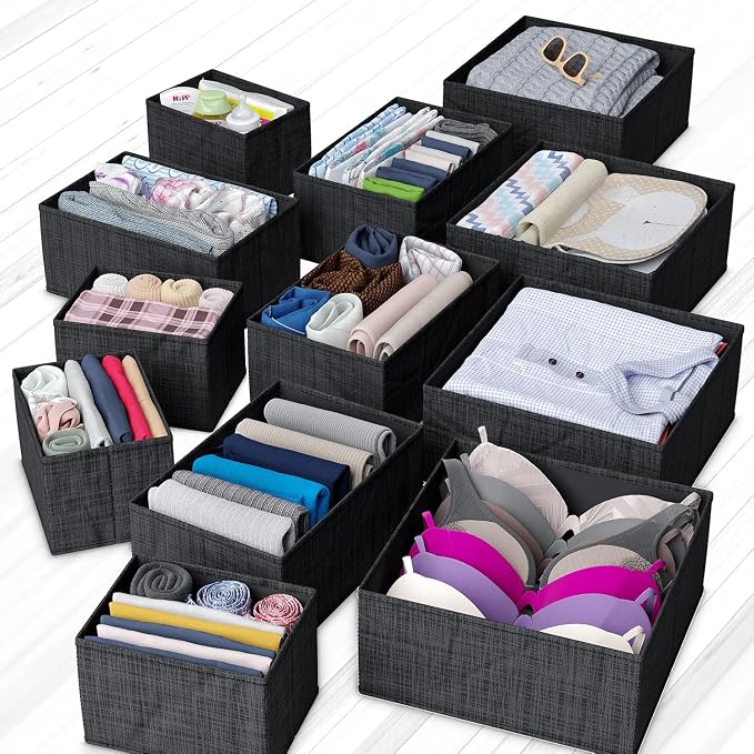 Drawer Organizer Clothes Set of 12 Black - Image 7