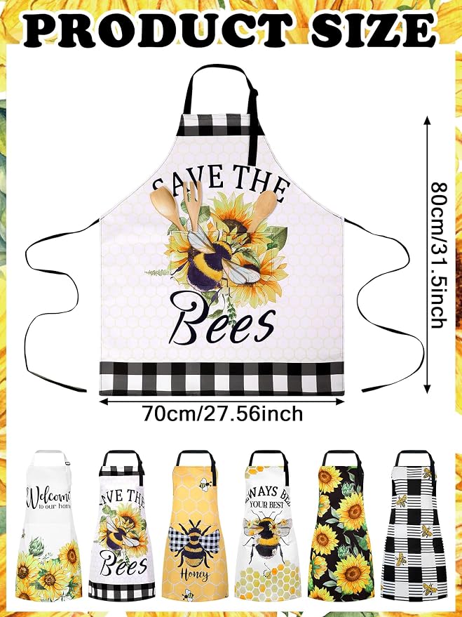 Bencailor 6 Pcs Spring Kitchen Aprons - Image 3