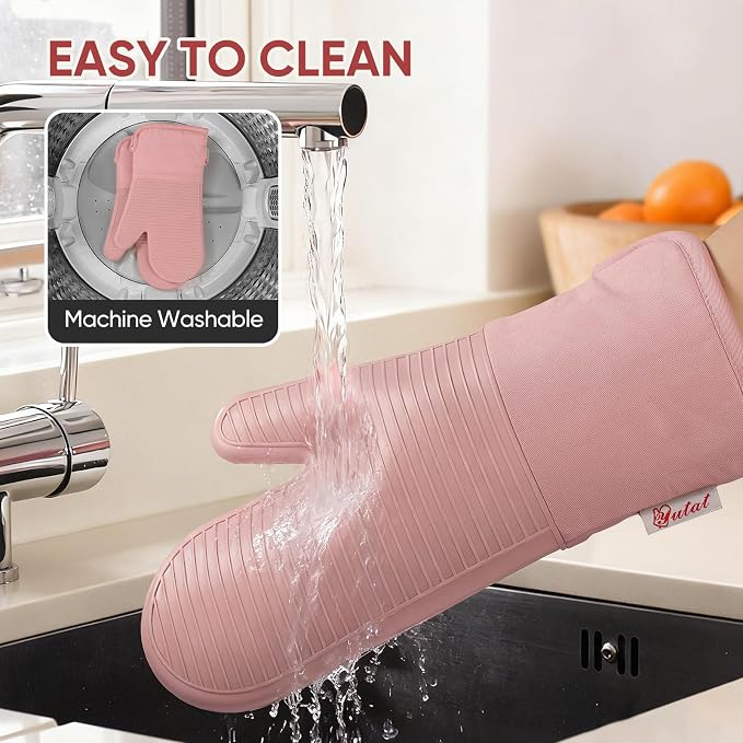 YUTAT Silicone Oven Mitts, High Heat Resistant Up to 500 Degrees, Waterproof - Image 6
