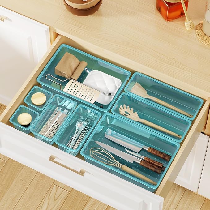 WOWBOX 40 PCS Plastic Drawer Organizer Set, 4 Sizes Desk Drawer Organization - Image 7