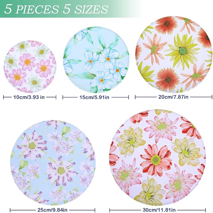 5 Pieces Bowl Covers Reusable, 5 Size Elastic Cloth Bowl Covers - Image 2