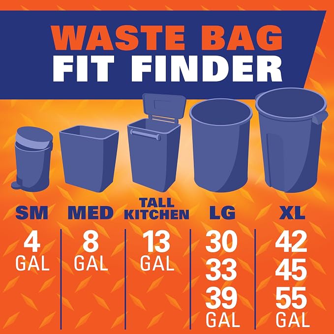Hefty Strong 13 Gallon Trash Bags, Tall Kitchen Trash Bags, UnscentedLarge - Image 8