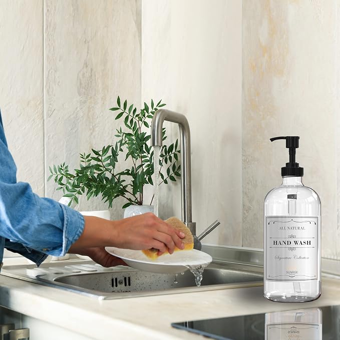 Sunrise Premium 16 OZ Thick Clear Glass Soap Dispenser - Image 5