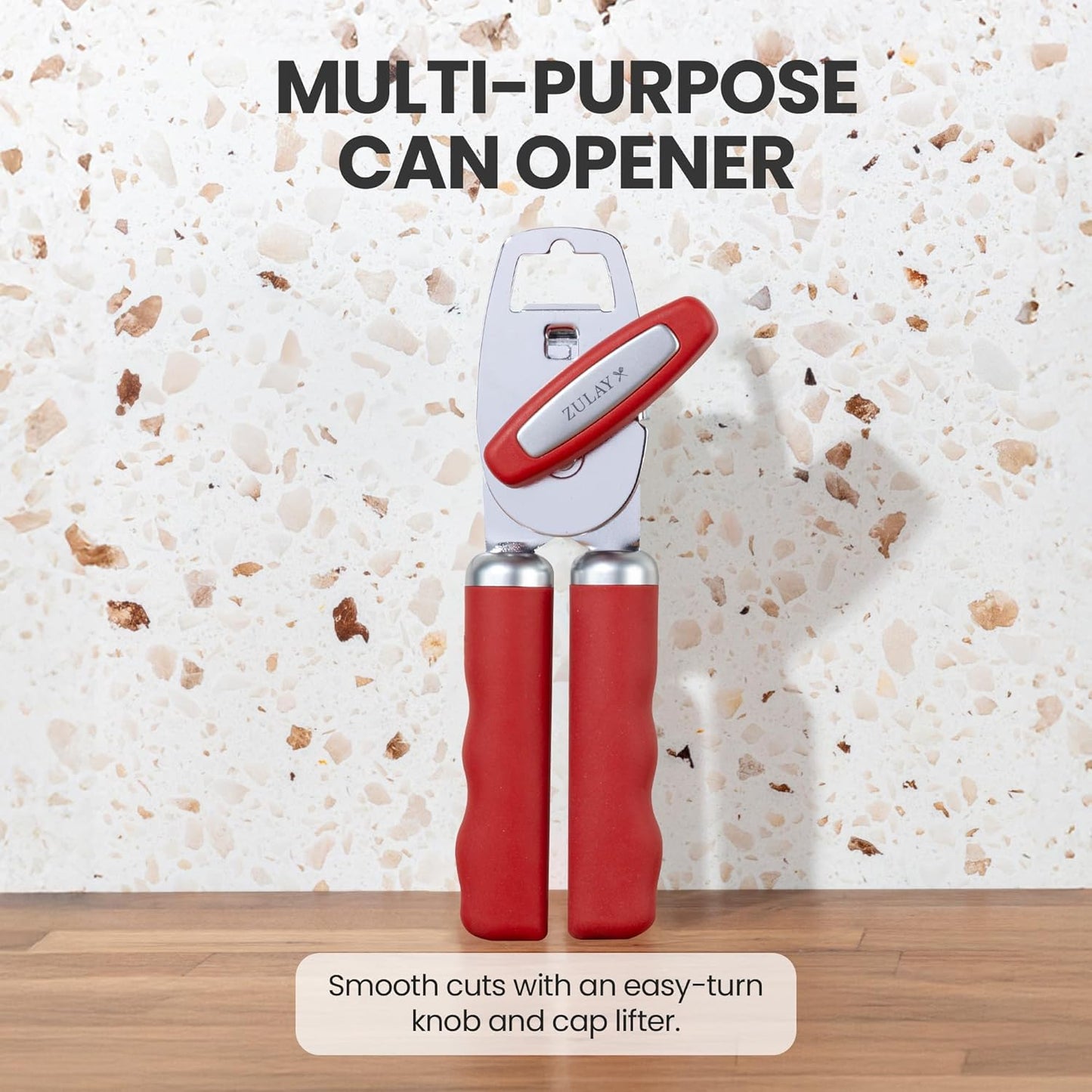 Zulay Kitchen Manual Can Opener with Bottle Opener with Turn Knob