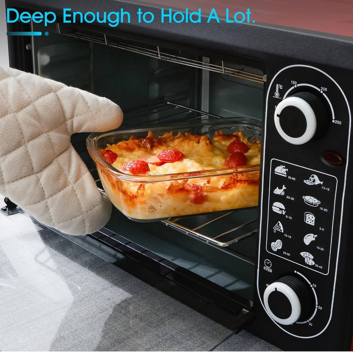 NUTRIUPS Small Tempered Glass Baking Dish with Lid, Glass Pan for One Serving, Food Bakeware for Oven (Clear, 1.25L)