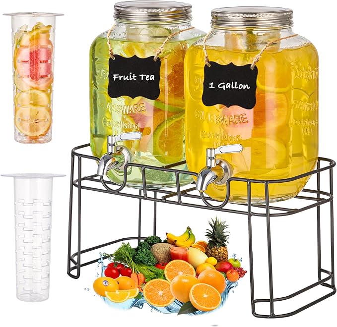 1 Gallon Glass Drink Dispensers by Unknown