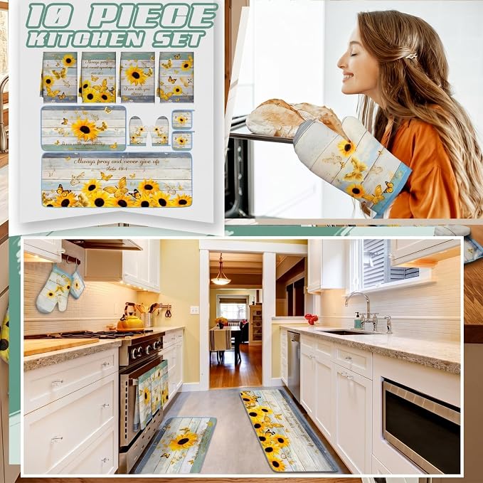 Fourluoo 10 Pcs Sunflower Kitchen Decor and Accessories Set Sunflower Kitchen - Image 2