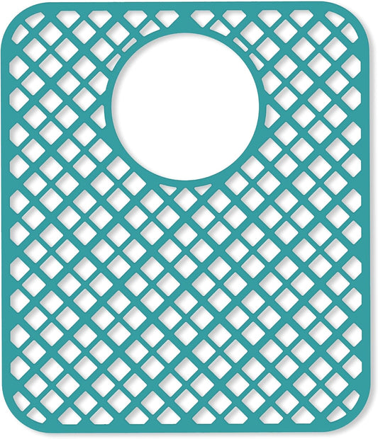 2 Pack Silicone Sink Protectors for Kitchen Sink, Lozenge Pattern 13 x 11 Inches Sink Mat, Non-Slip and Durable Sink Protector Silicone, Rear Drain, Green