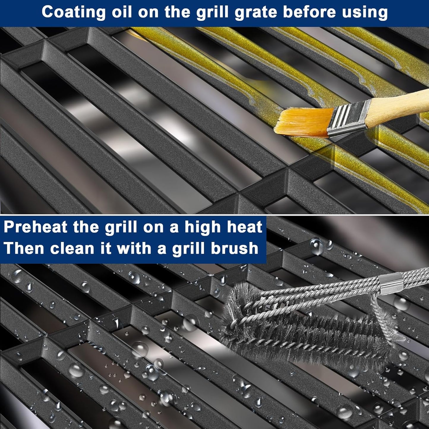 DELSbbq Cooking Grates for Weber Genesis 300 Series Genesis E310 E320 E330 S310 S320 S330 EP-310 EP-320 EP-330, Cast-Iron Grill Grates Replacement for Weber 7524/7528, 19.5" x 12.9", Set of 2