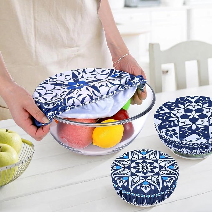 5 Pieces Bowl Covers Reusable, 5 Size Elastic Cloth Bowl Covers - Image 5