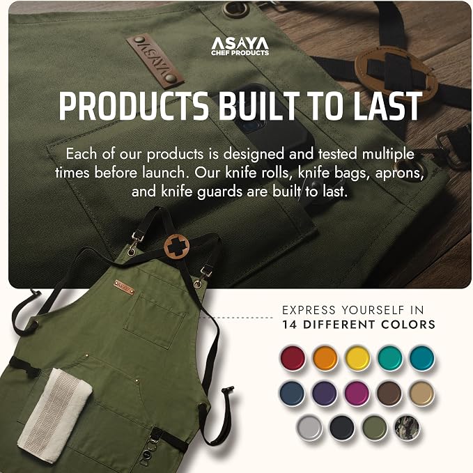 Asaya Chef and BBQ Apron with Bottle Opener and Hand Towel - 10oz Cotton Canvas - Image 6