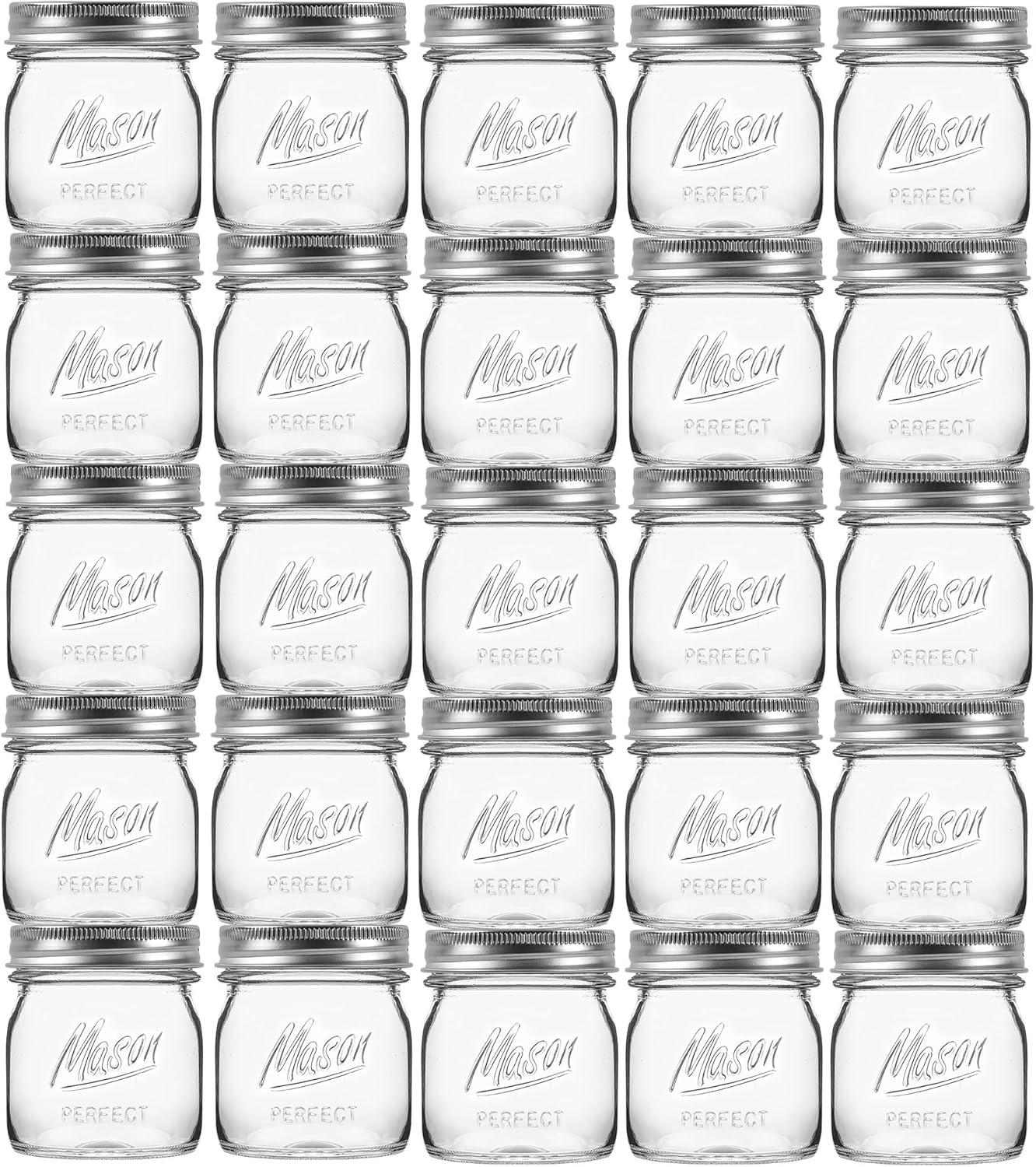 24 Pack 8 oz Mason Jars with Regular Lids - Mini Glass Clear Mason Jars, Small Half Pint Canning Jars with Airtight Lids for Jam, Honey, Baby Foods, Overnight Oats, Party Favors