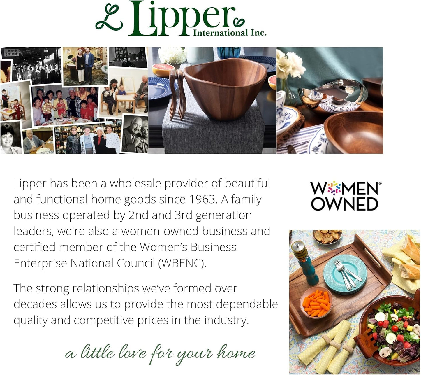 Lipper International Acacia Round Salad Servers, 13" Long, One Pair