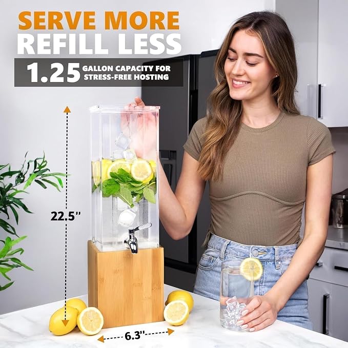 ACRYLIC Drink Dispenser- 1.25 GALLON Beverage Dispenser - Image 2