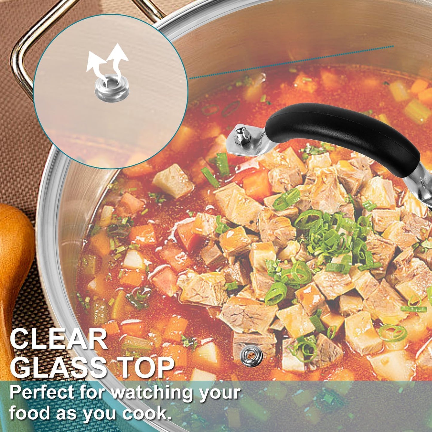 8 Inch Pan Lid - Glass Lid with Stainless Steel Handle for Frying Pan and Pots (8" Lid)