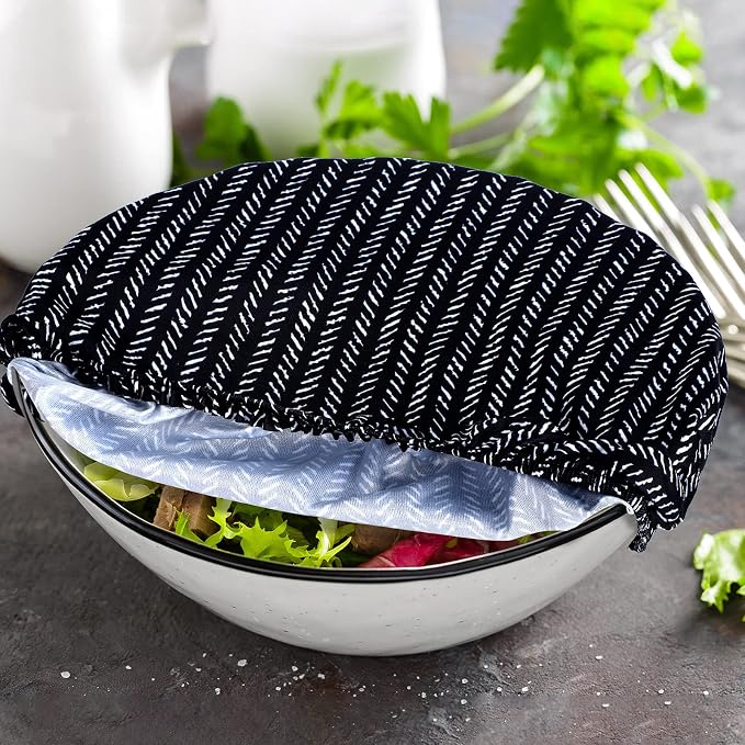Patelai 10 Pcs Bowl Covers Reusable in 5 Size Stretch Cloth Fabric Elastic Food - Image 7