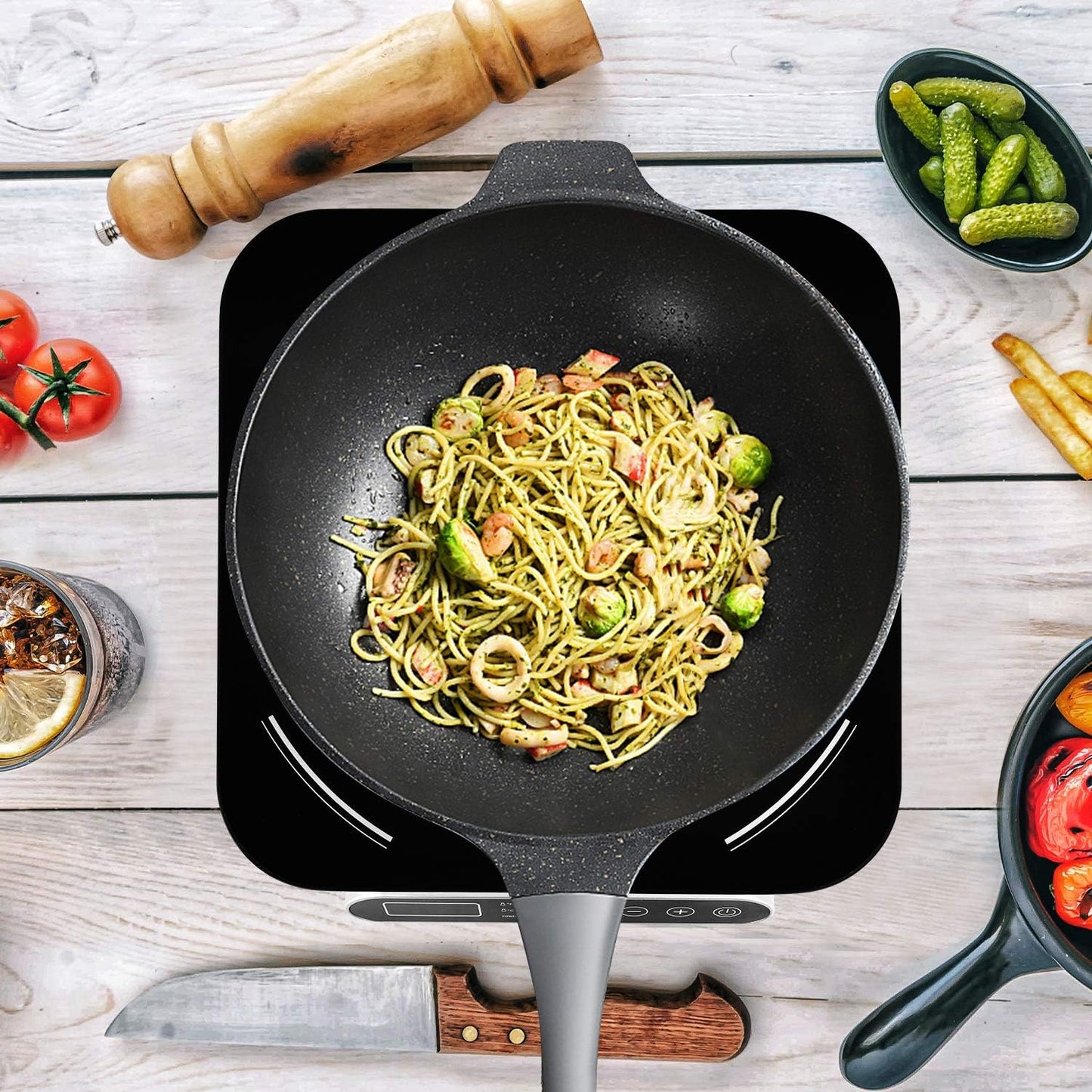 1800W Portable Induction Countertop Cooktop 10 Power Levels Burners Electric Stove with 140-465°F Timer Settings Induction Burner Suitable and Digital Sensor for Magnetic Cookware