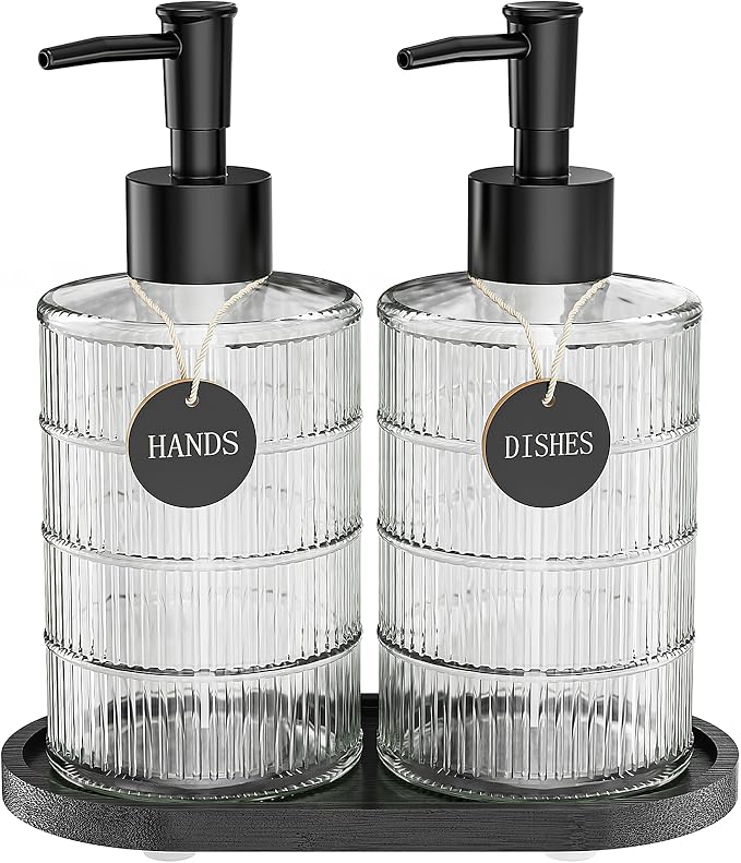 MASADI Soap Dispenser Set with Bamboo Tray, Dish and Hand Soap Lotion Dispenser by masadi