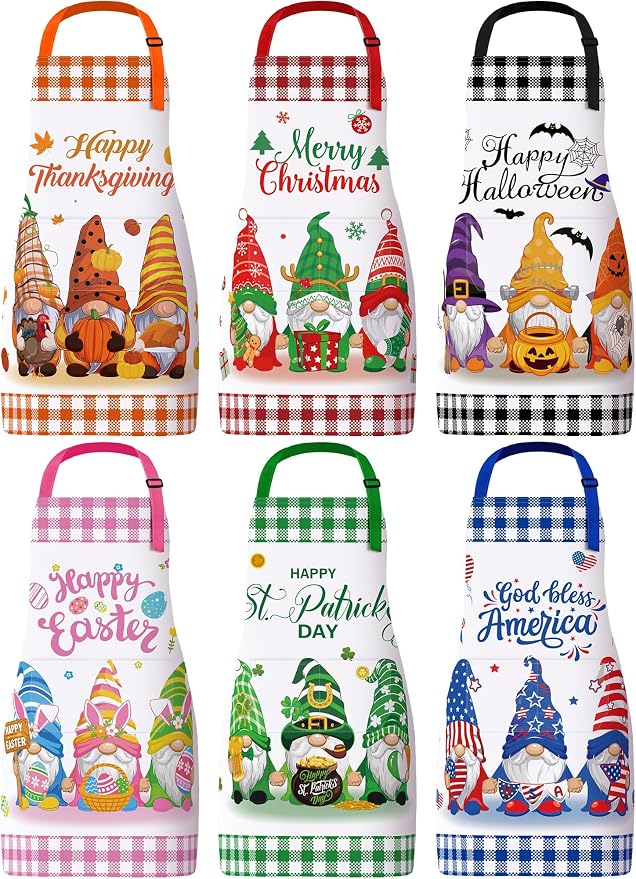 Bencailor 6 Pcs Spring Kitchen Aprons by Bencailor