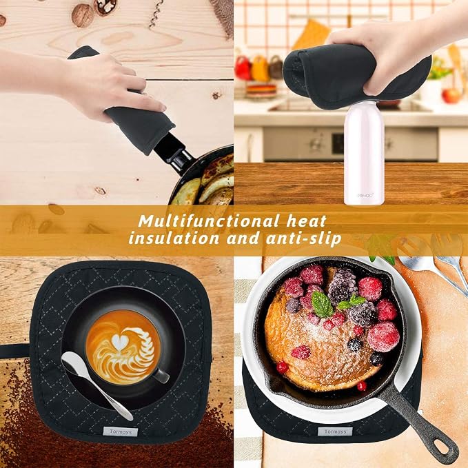 4Pcs Oven Mitts and Pot Holders Set, 572F Heat Resistant Oven Glove, Soft - Image 4