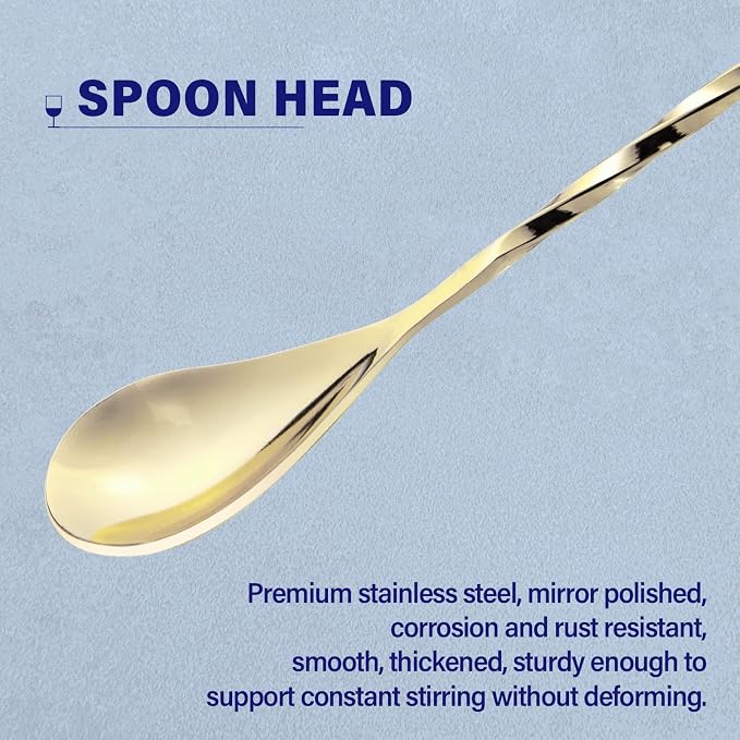 2 Pcs 12 Inches Bar Spoon, Long Handle Mixing Stirrers - Image 3