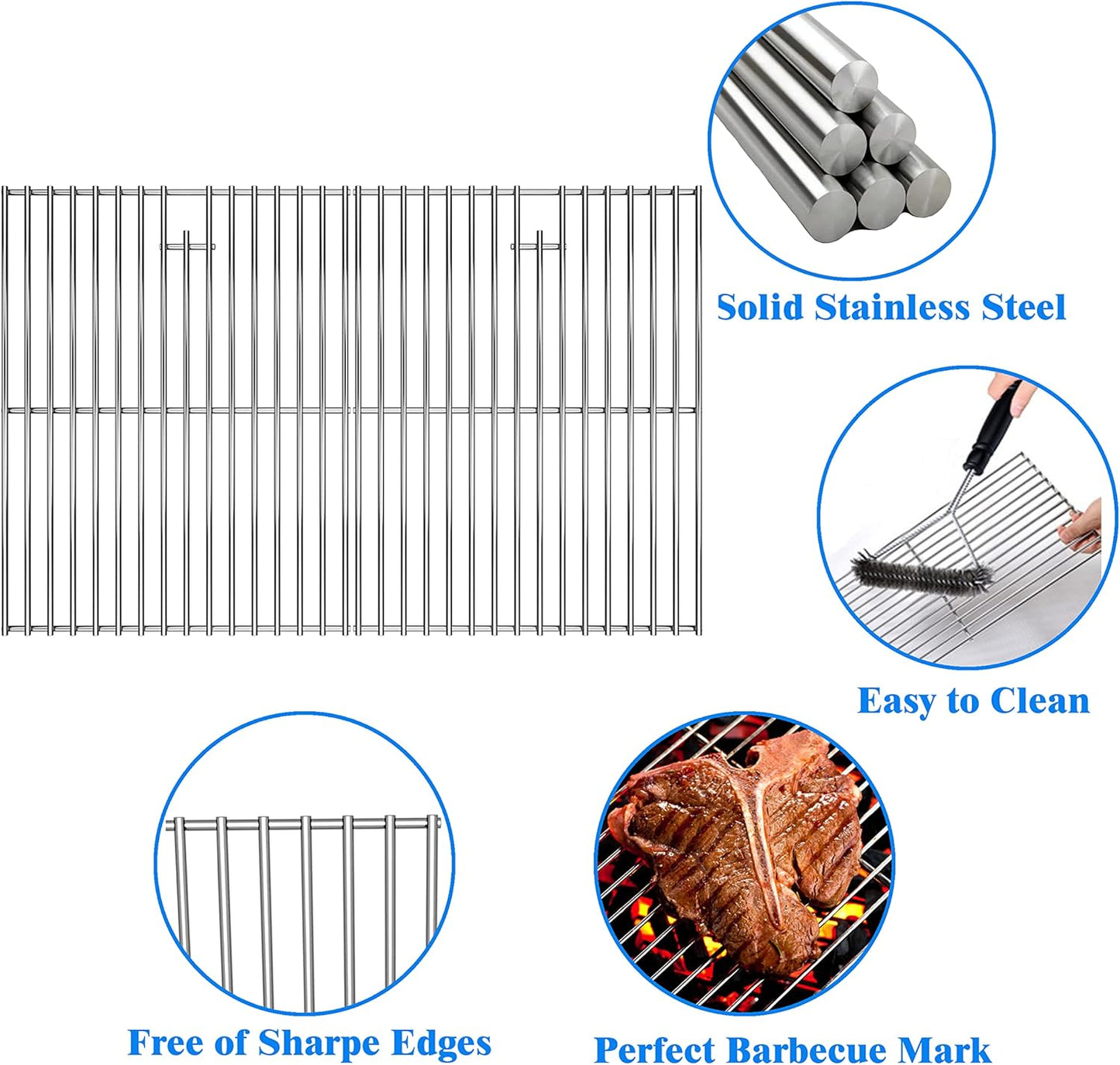 17" Cooking Grates for Home Depot Nexgrill 720-0830H, 720-0830D, 720-0783E, 720-0783C, 17 Inches Stainless Steel Cooking Grids Grill Replacement Parts for Nexgrill 720-0888 720-0888N