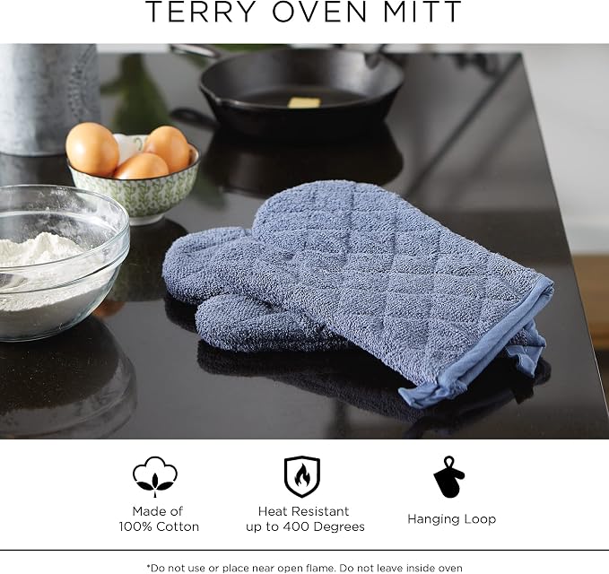 DII Basic Terry Collection 100% Cotton Quilted, Oven Mitt, Dark Green, 2 Piece - Image 11