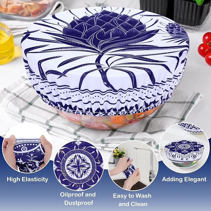 5 Pieces Bowl Covers Reusable, 5 Size Elastic Cloth Bowl Covers - Image 6