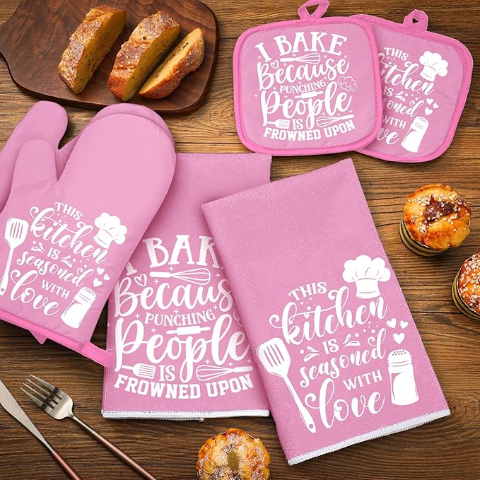 Sratte 6 Pcs Kitchen Decor Accessories Set Farmhouse Towels Pot Holders Oven - Image 7